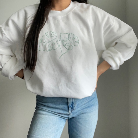 Palm Leaves Embroidered Sweatshirt - Picture 2 of 9